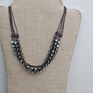 Multi‎ Strand Mix Metal  Chain Link Necklace Adjustable Length